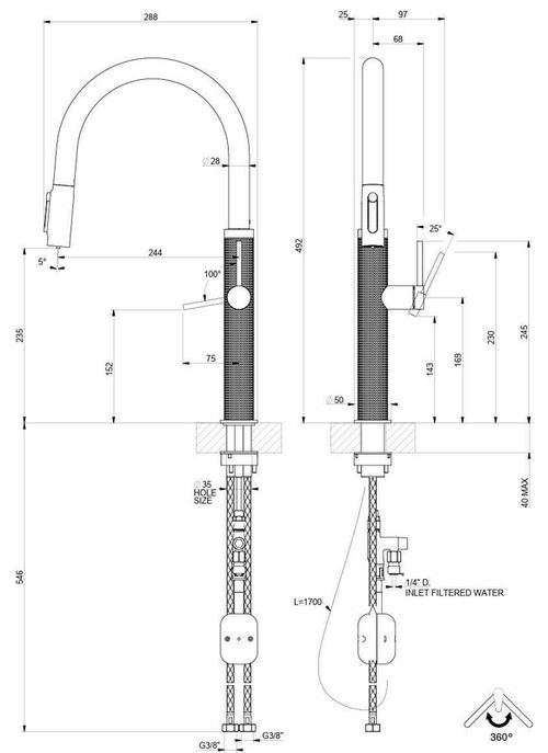 cumpără Bateria bucătărie Gessi 60826-239 Gessi 316 Steel Brushed în Chișinău 