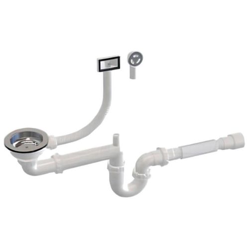 cumpără Sifon pentru chiuvetă bucătărie Uniplast U3-FO45T tip tubular D.1.1/2"x40 cu 1 racord, preaplin si furtun gofrat 40/50 METLINE în Chișinău 