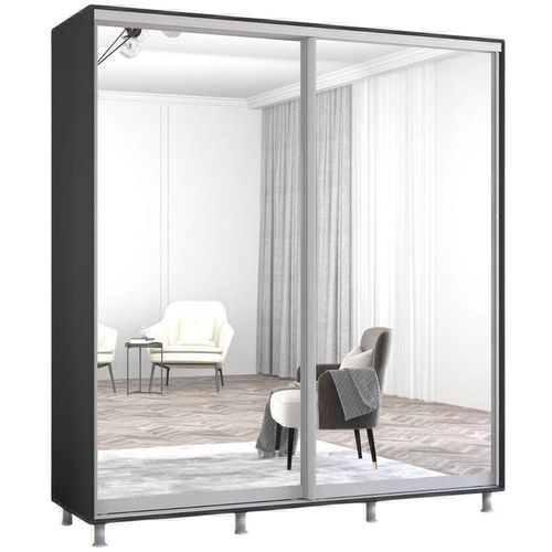 cumpără Dulap Mobildor-Lux Aron cu uși glisante din oglinzi (230x60x230H cm) Anthracite în Chișinău 