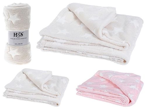 cumpără Textile de casă H&S 49559 Patura 130x160сm Stelute, fleece, alb-roz în Chișinău 
