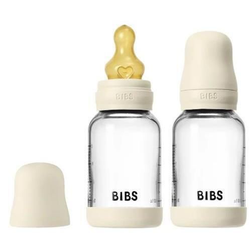 купить Поильник BIBS 5219216 Set 2 biberoane din sticla Ivory cu tetina din latex flux lent, 120ml в Кишинёве 