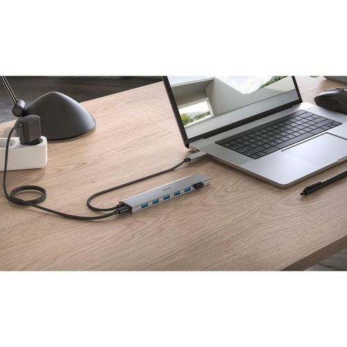 cumpără Adaptor IT Hama 200137 USB Hub, 7 Ports, USB 3.2 Gen 1, 5 Gbit/s, incl. USB-C Adapter and PSU în Chișinău 