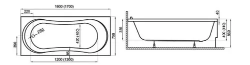 cumpără Cadă de baie Polimat Gracja 170x70 + suport (acryl) în Chișinău 