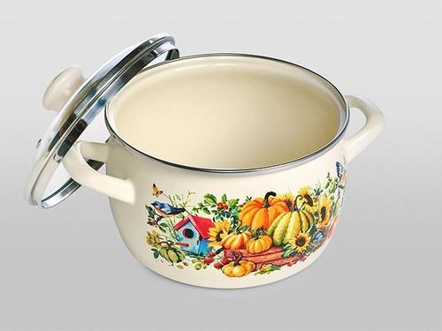 купить Кастрюля Metalac 57033 Cratita emailata Bostan 16cm, 2.4L, capac din sticla в Кишинёве 