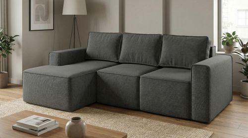 купить Диван Sofyno HUGO canapea de colț extensibilă R (Viva 16 Gri inchis) в Кишинёве 