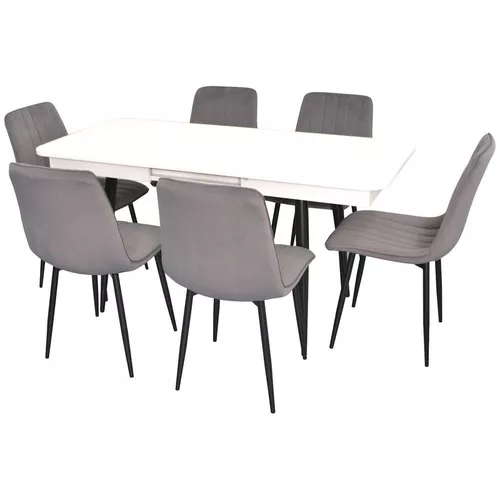 купить Комплект стол и стулья Evelin di Costacurta стол DT-431-3R B + 6 стульев XR-154B Dark Grey57 в Кишинёве 
