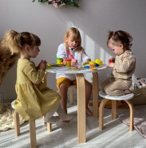 cumpără Set de mobilier pentru copii Veres 46.40.2.17 Табурет детский Монако бело-cерый în Chișinău 