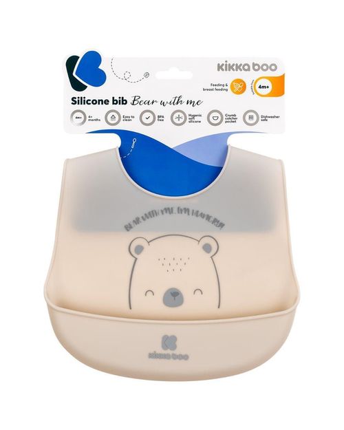 купить Слюнявчики Kikka Boo 31303030045 Baveta din silicon Bear With Me Grey в Кишинёве 