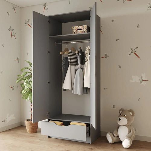 cumpără Dulap pentru copii MebelStar LILU 2D1S 80x50x210 Grey (MBS-1406) în Chișinău 