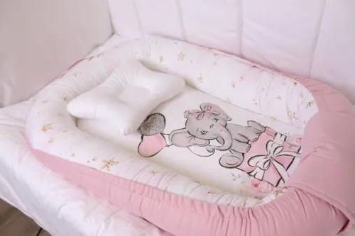 купить Гнездо для новорожденных PernaMea Babynest Premium Elefant Roz (PM.101552/8) в Кишинёве 