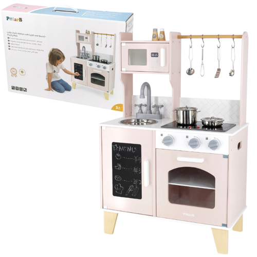 Bucătărie din lemn pentru copii cu accesorii (culoare gri) PolarB 