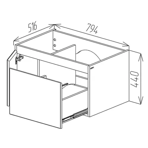 купить Шкаф под умывальник Bayro подвесной Sprint 800 под столешницу белый мат в Кишинёве 