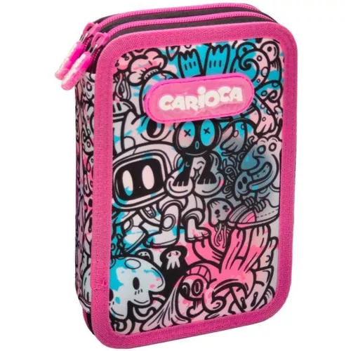 купить Школьный пенал Carioca 56869 Пенал Penar 2zip Comics Blue/Pink/Blue/Yellow, текстиль в Кишинёве 