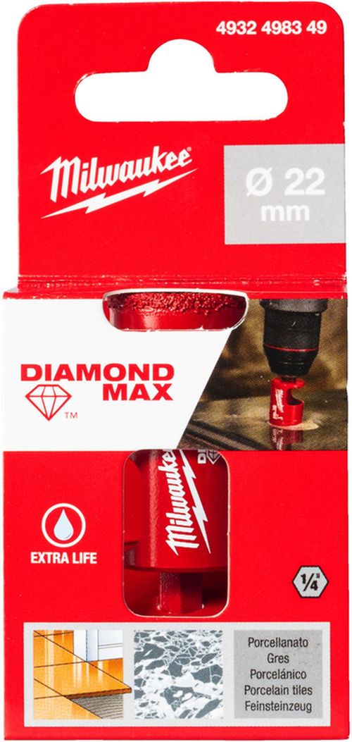 купить Набор головок, бит, насадок Milwaukee 4932498349 Коронка Dianond MAX 22 мм в Кишинёве 