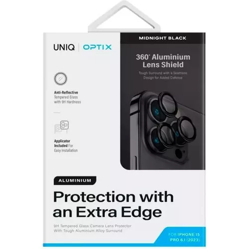 купить Стекло защитное для смартфона UNIQ Optix Aluminium Camera Lens Protector for iPhone 15 Pro, Black в Кишинёве 
