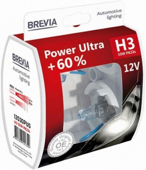 cumpără Lampă auto Brevia H3 12V 55W PK22s Power Ultra +60% S2 cu halogen în Chișinău 
