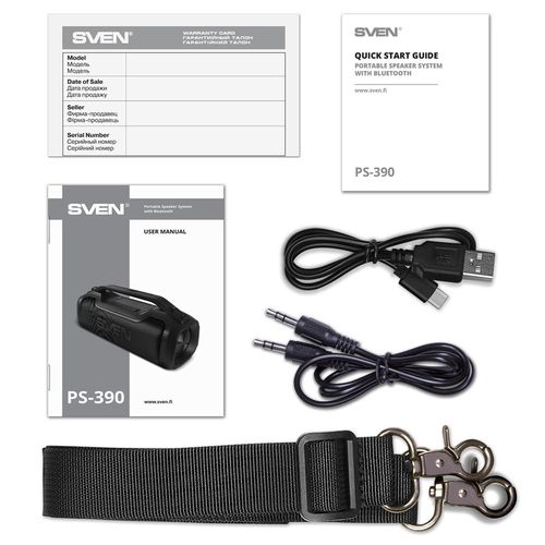 купить Колонка портативная Bluetooth Sven PS-390 Black в Кишинёве 