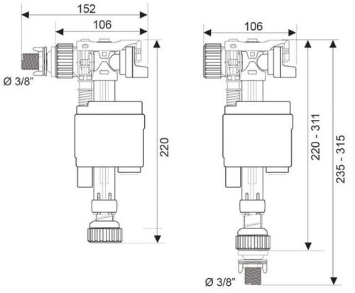 cumpără Vas WC Wirquin Robinet flotor Doblo 3/8 universal (10950177) în Chișinău 