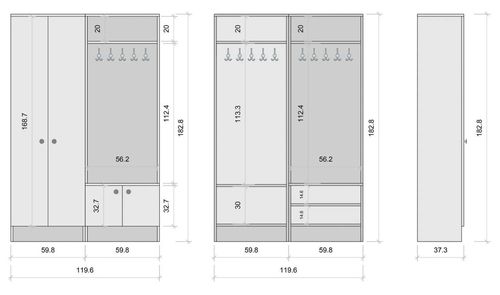 cumpără Mobilă pentru antreu Trendy M5-1561, 119x182x37cm (GTR001419) în Chișinău 