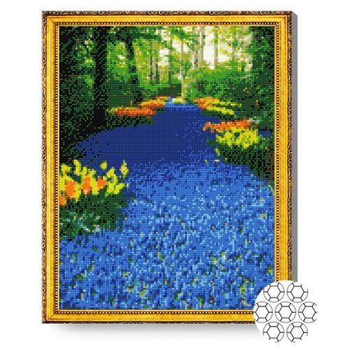 купить Картина по номерам Art Gallery GA79785 Mozaic cu diamante 40x50cm Drumul din flori albastri в Кишинёве 