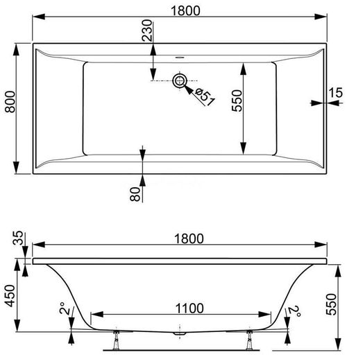 купить Ванна Vagnerplast Veronela 1800x800 акрил, прямоугольная в Кишинёве 