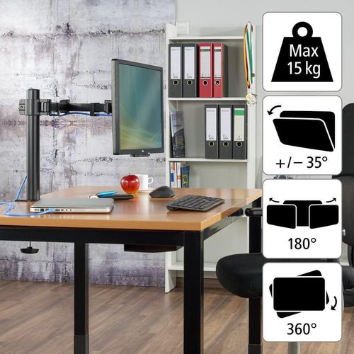 cumpără Accesoriu PC Hama 220900 Monitor Mount, Height-adjustable, Swivel / Tilt, 13" - 35", black în Chișinău 
