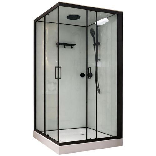 cumpără Cabină de duș Linia H2O Victoria Plus 1000x1000x215, 5 мм, квадратная, черный-мат în Chișinău 
