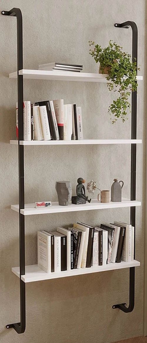 cumpără Raft de birou Nex Home Metalic, pe perete, 4 compartimente 64x20x150 cm, Alb (15-44-01) în Chișinău 