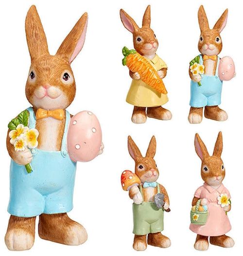cumpără Decor Promstore 42564 Statueta Iepure cu ou, flori, morcov, 18cm, portelan în Chișinău 