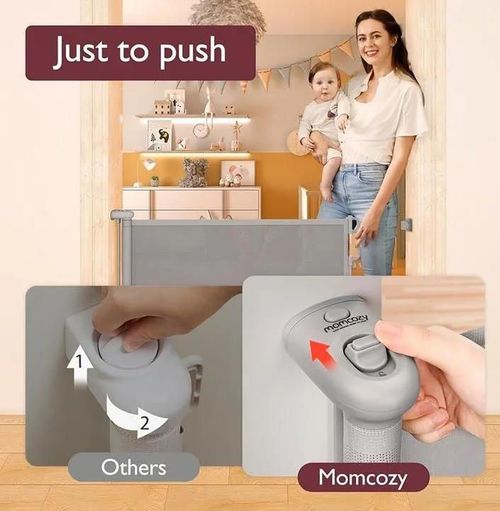 cumpără Siguranța copilului Momcozy BG019-GR37NB-B Bariera de securitate retractabila Grey, 140cm în Chișinău 