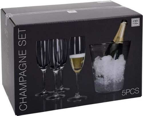 купить Посуда для напитков Promstore 39496 Набор ведро для льда и 4 бокала для шампанского Atmosfera в Кишинёве 