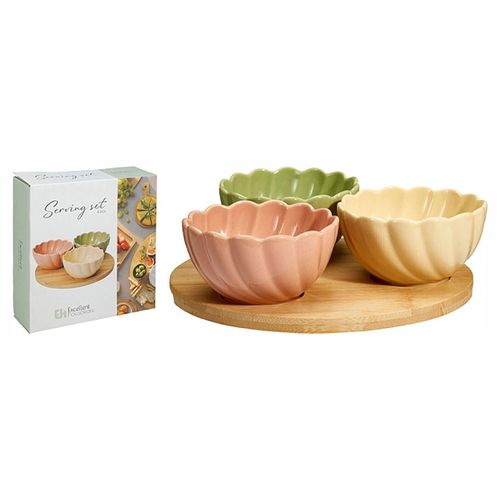 cumpără Veselă Excellent Houseware 57472 Set pentru aperitiv 4unitati, suport din lemn D20x1cm în Chișinău 