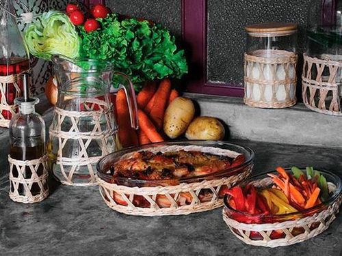 купить Аксессуар для кухни Tognana 55927 Флакон для масла 250 мл, прозрачная сетка, из соломки в Кишинёве 