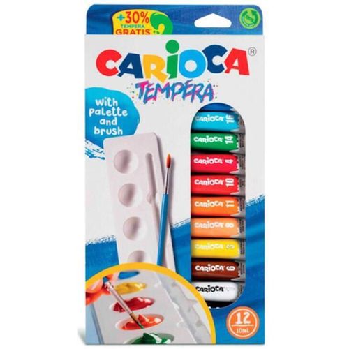 купить Набор для творчества Carioca 53225 Vopsele Tempera 12 tuburi x 10ml + paleta cu pensula в Кишинёве 