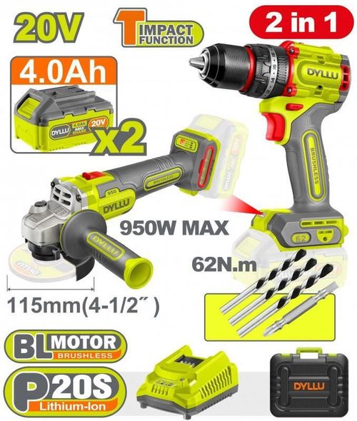 cumpără Set de scule electrice Dyllu DTCK20273 Set Masina De Insurubat + Polizor Unghiular (50917) în Chișinău 