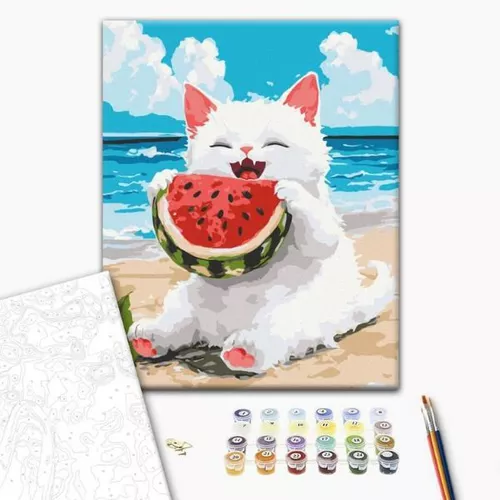 купить Картина по номерам BrushMe KBS0189FC 30x40сm (fără cutie) Un pepene delicios в Кишинёве 