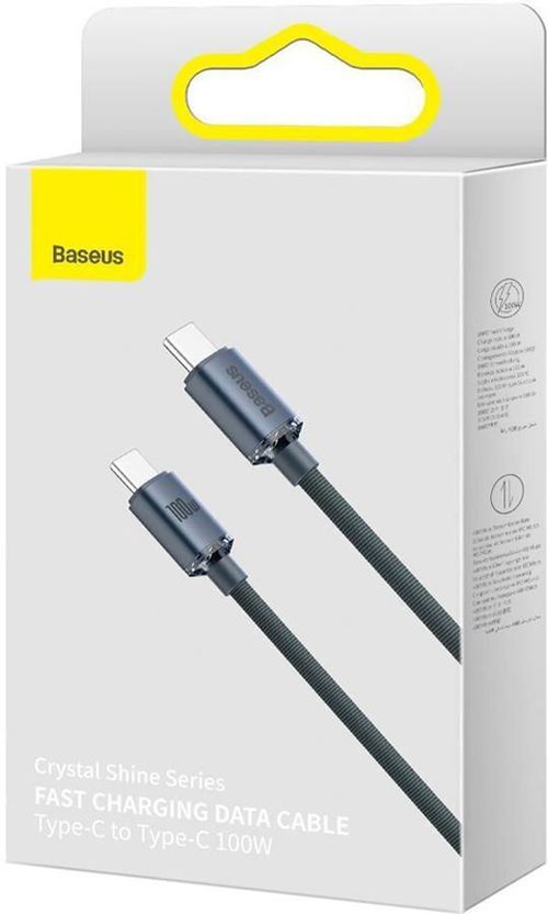 купить Кабель для моб. устройства Baseus CAJY000701 Type-C to Type-C 100W 2m Crystal Shine Series, Black в Кишинёве 