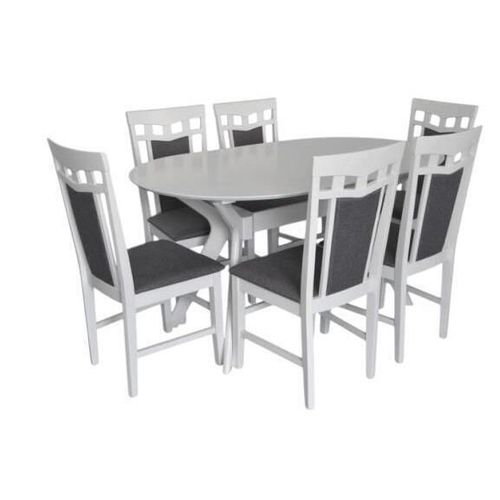 купить Комплект стол и стулья Evelin di Costacurta стол Raffles Oval White + 6 стульев Deepa R White/NV-10WP Grey в Кишинёве 