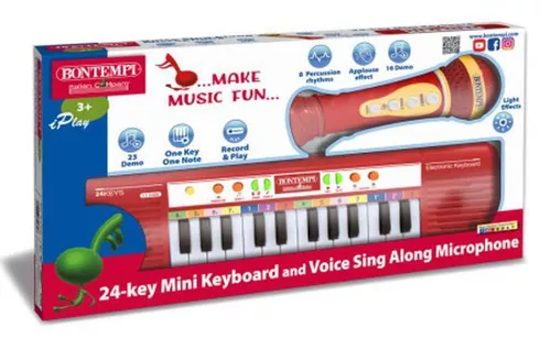 купить Музыкальная игрушка Bontempi 602120 Набор синтезатор с 24 клавишами и микрофон в Кишинёве 
