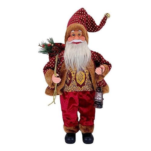 купить Новогодний декор Promstore 20211 Mos Crăciun, 45cm, Red&Gold cu cadouri si felinar в Кишинёве 