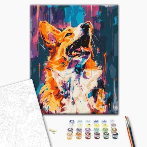 cumpără Tablou pe numere BrushMe BS53927 40x50cm (în cutie) Corgi colorat în Chișinău 