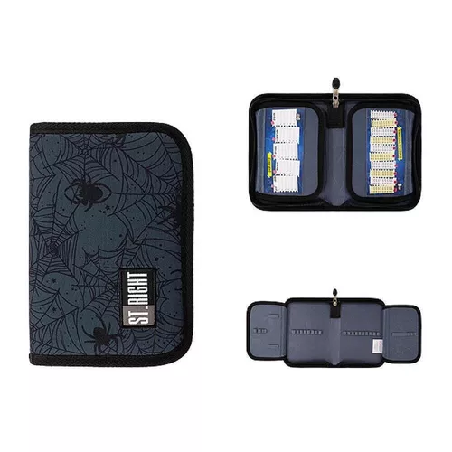 купить Школьный пенал St.RIGHT 52882 Penar 21x14X3.5cm, Spider Web, textil, cu 2 buzunare в Кишинёве 