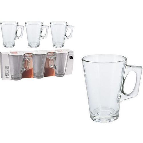 купить Чашка Excellent Houseware 16142 Набор чашки кофейные стеклянные 3шт, 250ml в Кишинёве 
