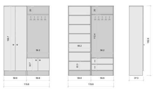 cumpără Mobilă pentru antreu Trendy M11-1567, 119x182x37cm (GTR001421) în Chișinău 