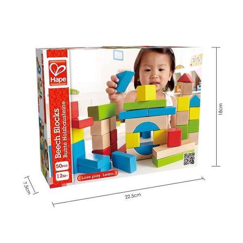 купить Конструктор Hape E0409 Set de construcție din lemn Cuburi si blocuri 50 el. в Кишинёве 