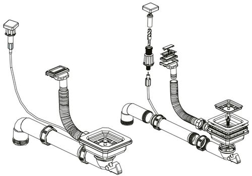 cumpără Sifon pentru chiuvetă bucătărie Helika-AquaSanita AQ-006H Stainless Steel + Plastic în Chișinău 
