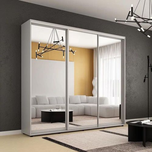 cumpără Dulap Mobildor-Lux Compact uși glisante Oglinzi (260x45x200H cm) Grey în Chișinău 