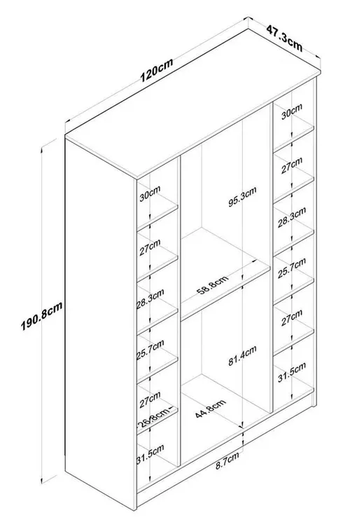 cumpără Dulap Trendy BA116-2247, 120x190x47cm în Chișinău 
