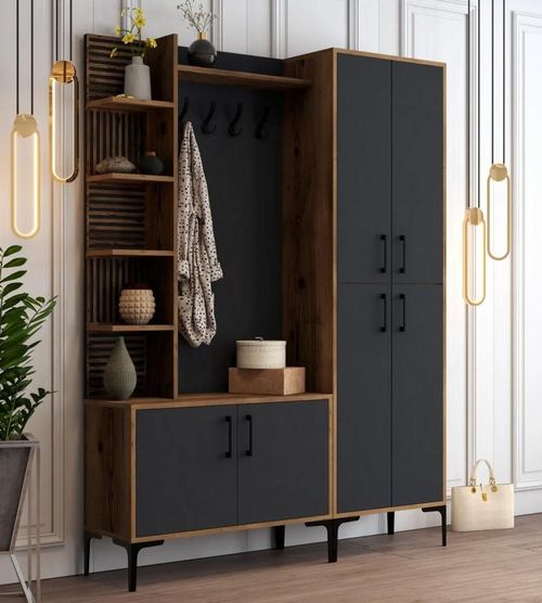cumpără Mobilă pentru antreu Trendy Viyana DA, Nuc, Antracit, 150x200x35cm (GTR001364) în Chișinău 