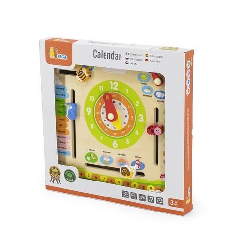 cumpără Puzzle Viga 44538 Calendar din lemn cu ceas (în engleză) în Chișinău 